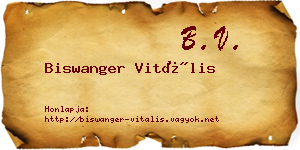 Biswanger Vitális névjegykártya